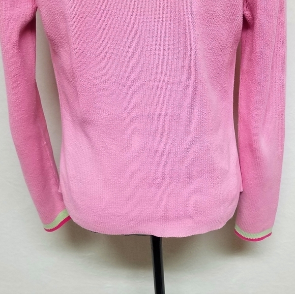Vintage Retro Y2K Tommy Hilfiger Pastel Neon Pink Green Ribbed Pull-over Sweater - Picture 14 of 16